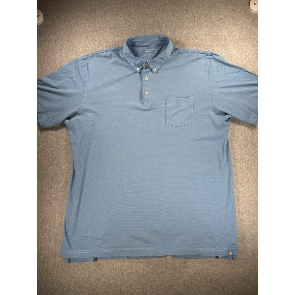 Peter Millar Polo Pima Cotton Shirt Men's XL Blue Striped Soft Comfort